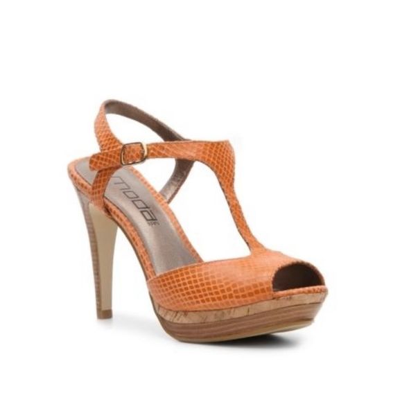 Moda Spana Orange Textured T-Strap Heel, 9.5